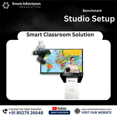 Online Class Studio Setup | Teaching Studio Setup | Benchmark Digital Panel Without OPS | 4K PTZ Camera | Display System i5 | Wireless Mic | Comment Screen | Lighting Solution | Studio Setup
