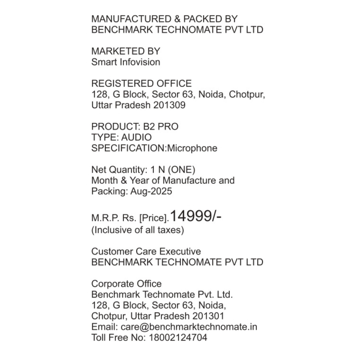 Benchmark B2-Pro Wireless Lavalier Microphone | Best Wireless Microphone