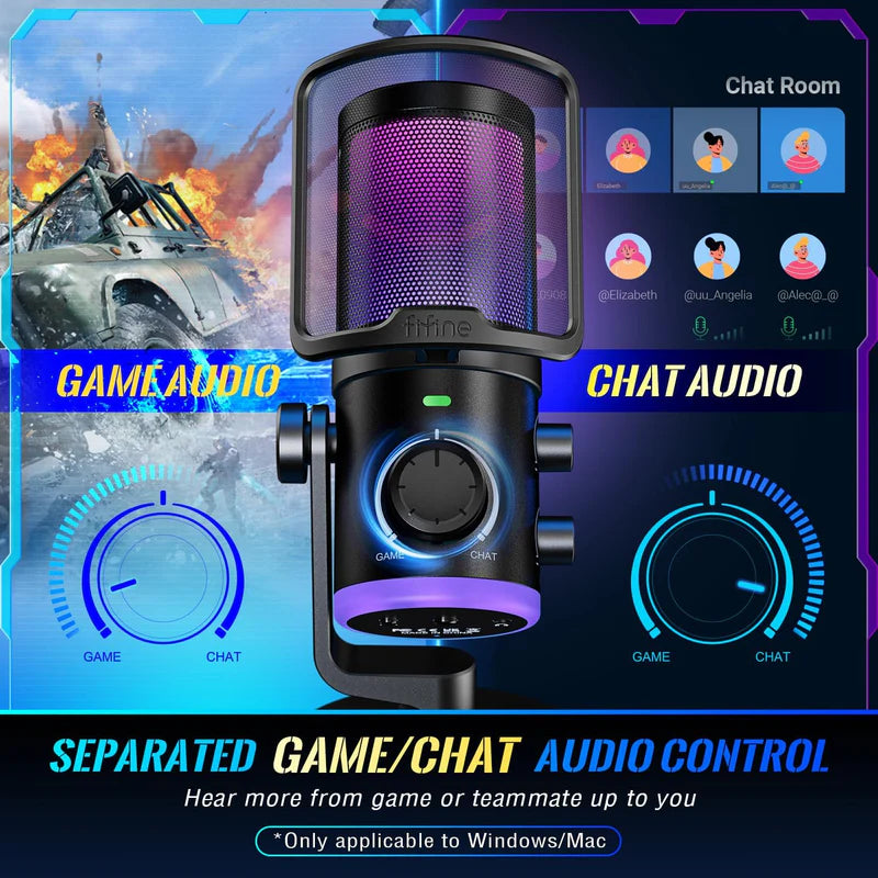 FIFINE India Ampligame AM6 - USB Gaming Microphone with Mute Button and Noise Cancellation
