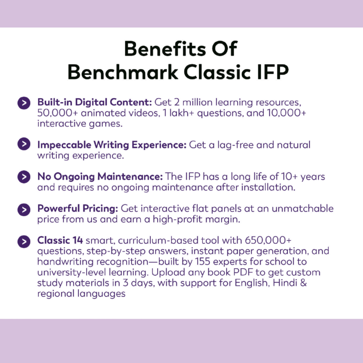 Benchmark Classic 14 Pro Interactive Flat Panel | Smart Board for Teaching
