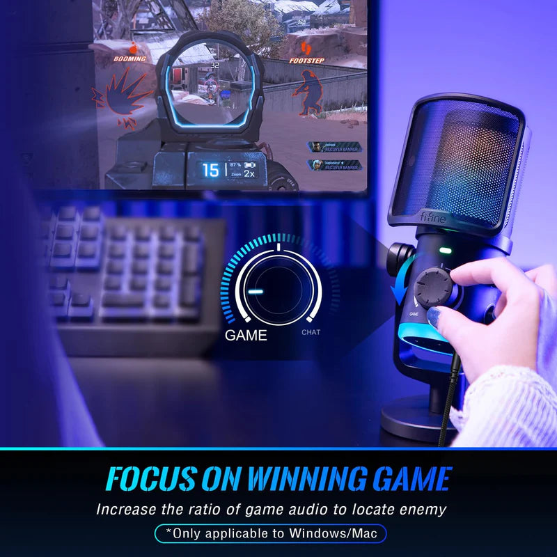 FIFINE India Ampligame AM6 - USB Gaming Microphone with Mute Button and Noise Cancellation