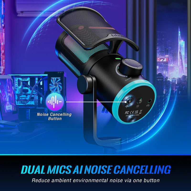 FIFINE India Ampligame AM6 - USB Gaming Microphone with Mute Button and Noise Cancellation