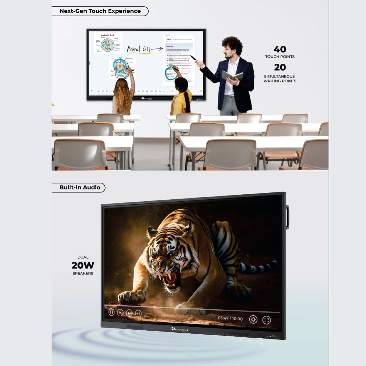 Benchmark MaxPro Ultra Interactive Flat Panel | Smart Board for Online Teaching