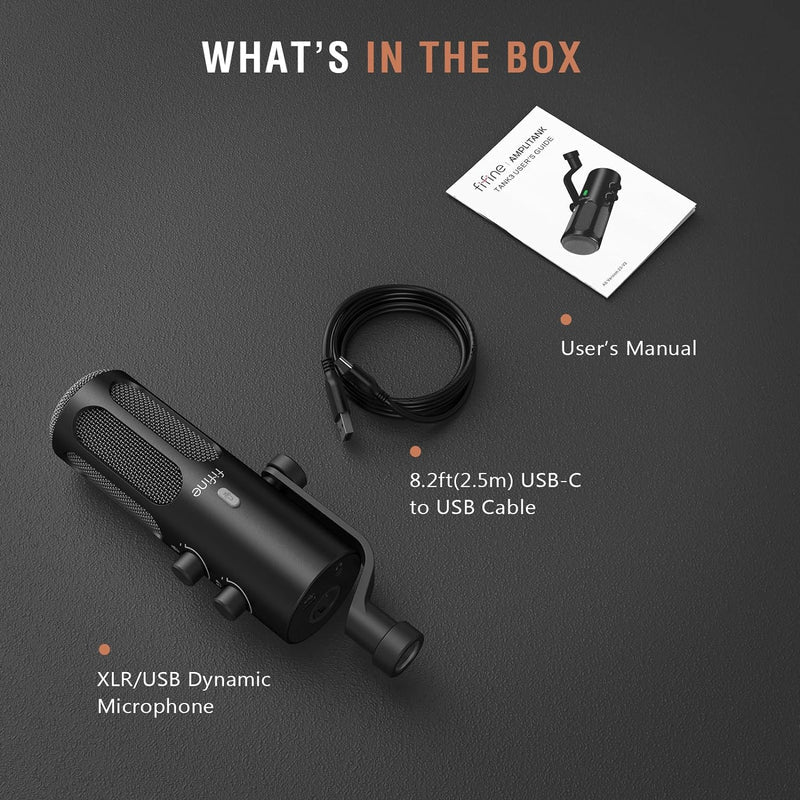 Fifine Amplitank Tank 3 - USB/XLR Dynamic Studio Microphone with Mute Button