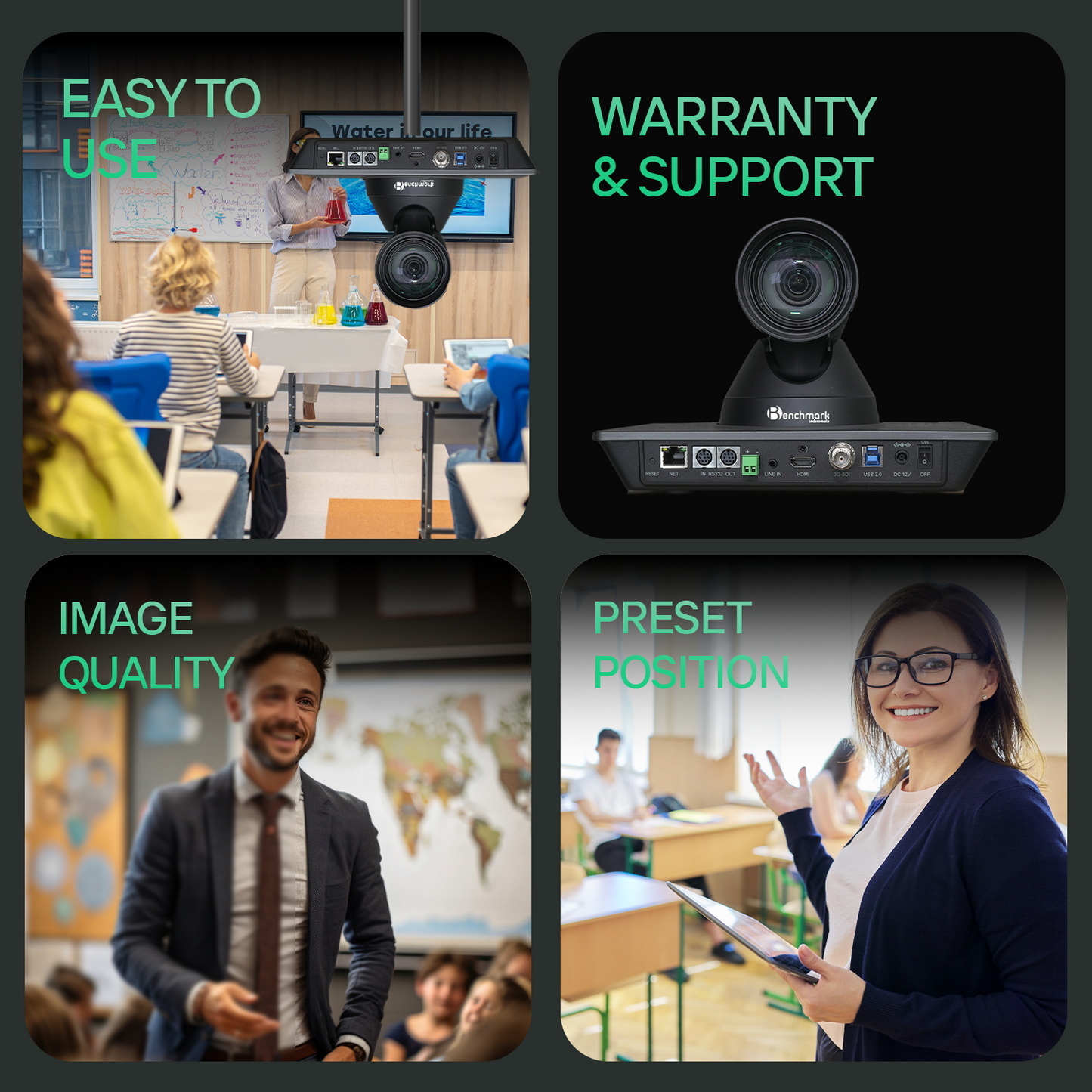 Camera for Teachers | 4K PTZ Camera for Classroom | Online Teaching Camera | Benchmark 4K PTZ Camera