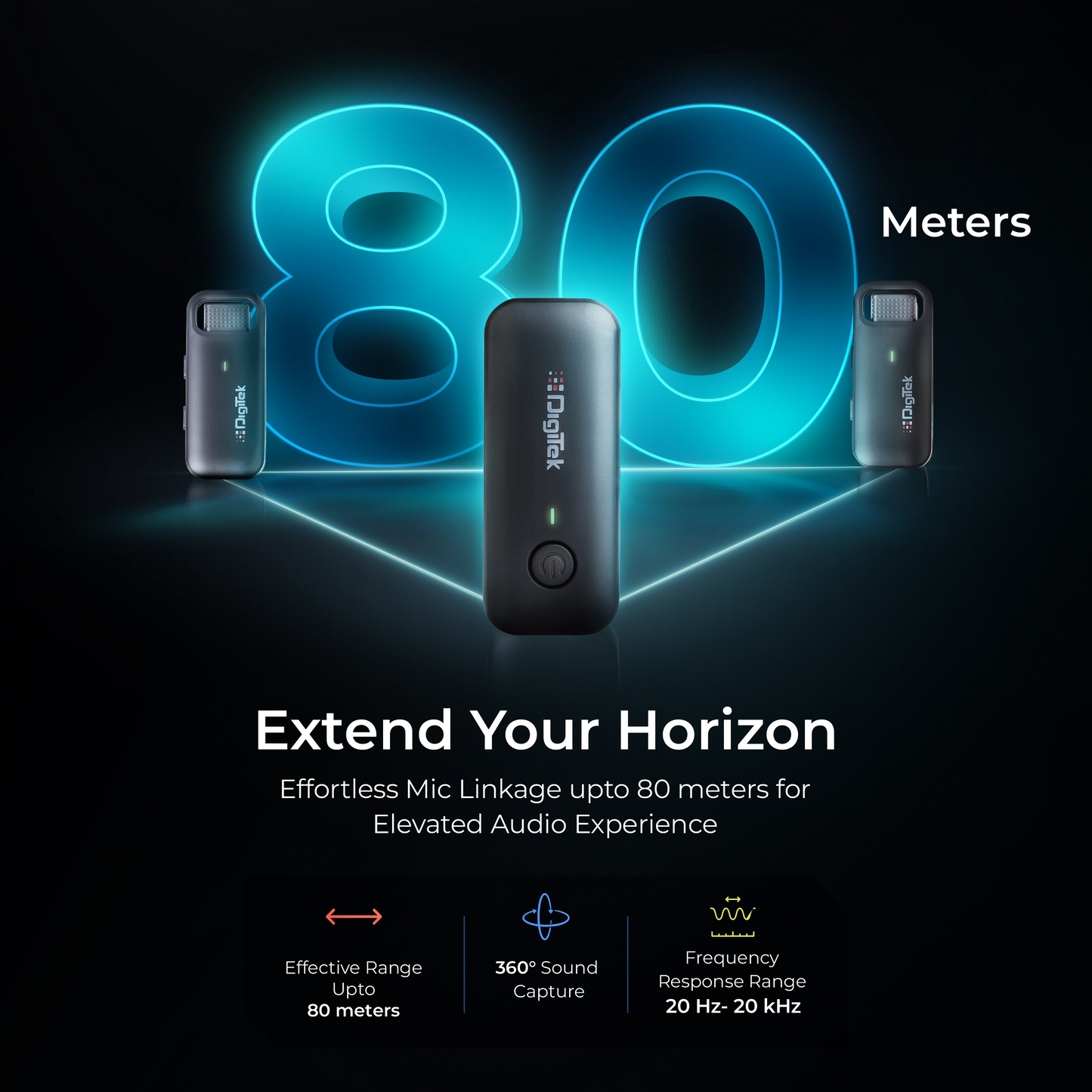 Digitek DWM-106 Wireless Microphone System | 80M Range, Noise Cancellation & 360° Sound Capture