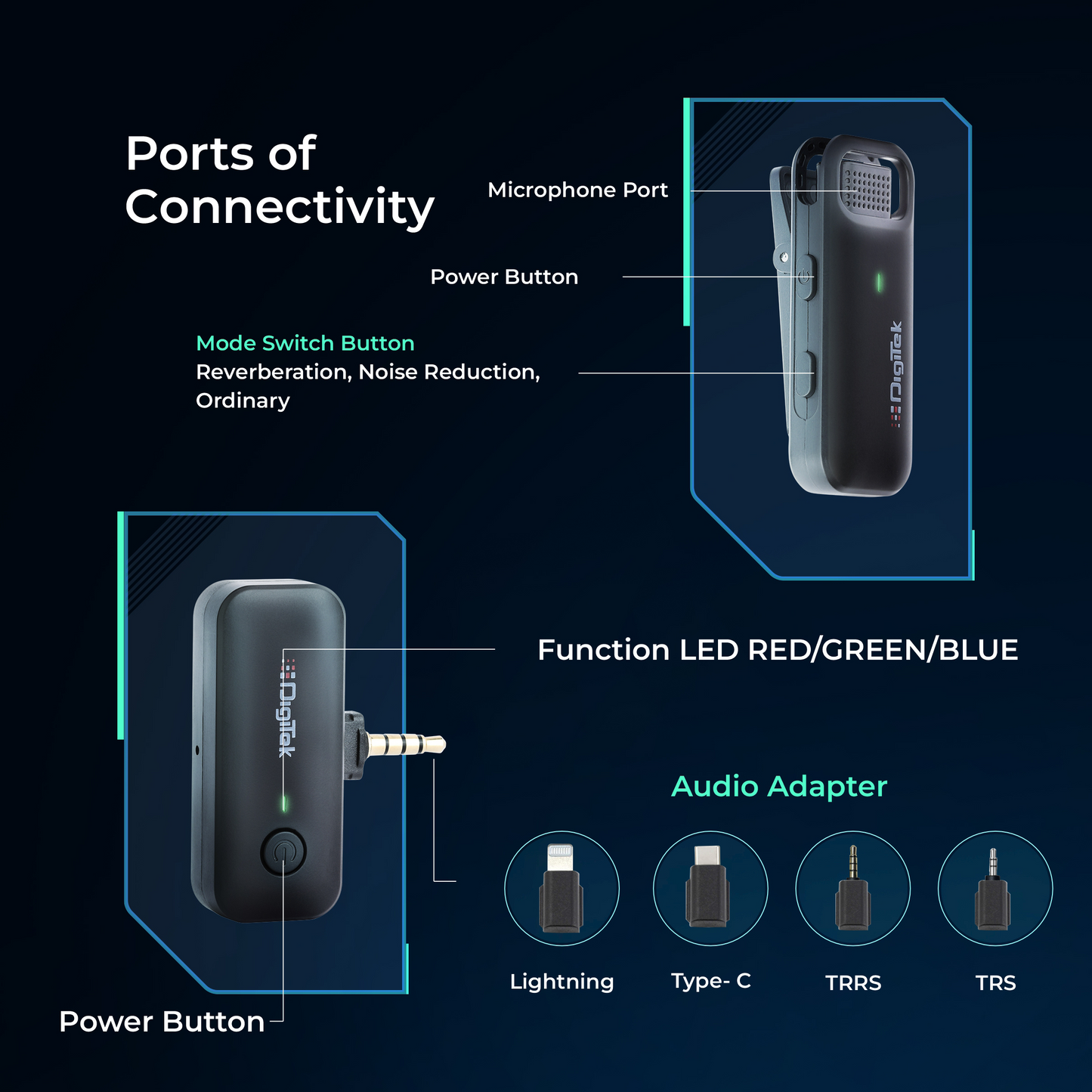 Digitek DWM-106 Wireless Microphone System | 80M Range, Noise Cancellation & 360° Sound Capture