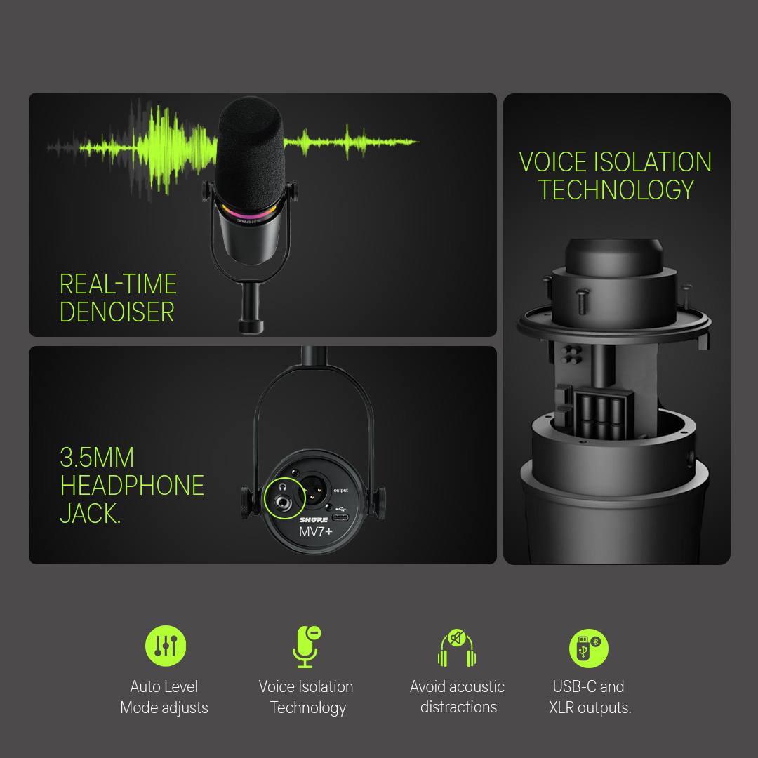 Shure MV7+ Podcast Microphone | Microphone for Podcast Studio | Shure Microphones