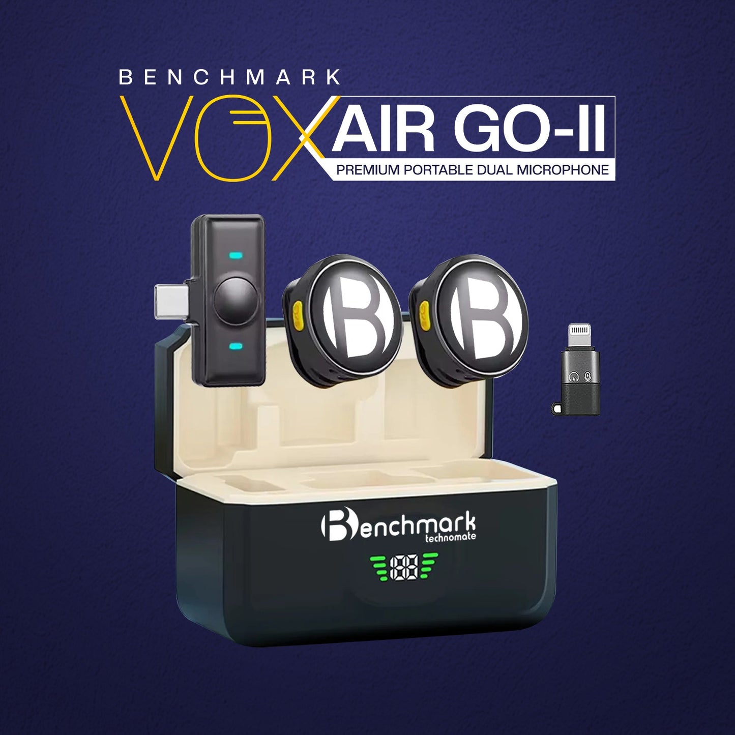 Benchmark VOX Air Go-II Premium Dual Wireless Microphone | Wireless Mic for Teachers
