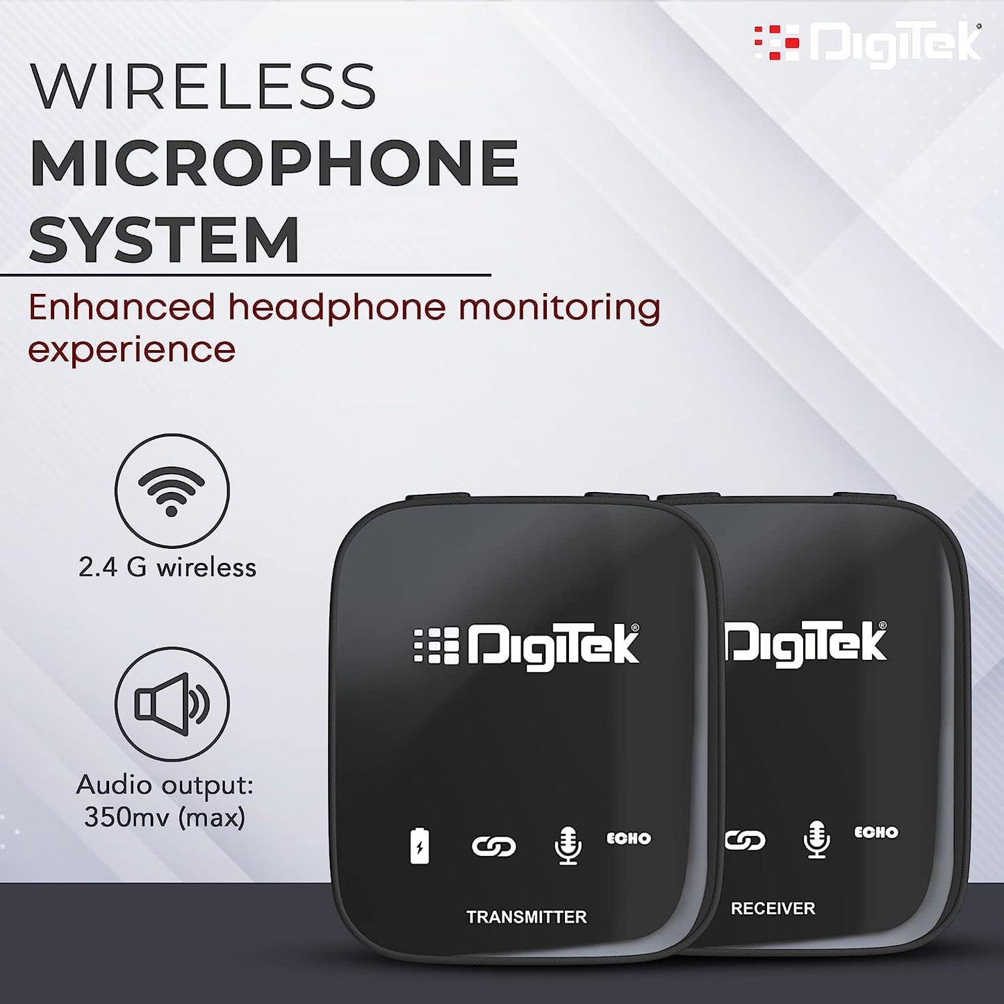 Digitek (DWM 101) Wireless Microphone System | 360° Sound Capture with ANC | For DSLR, Smartphones & PC