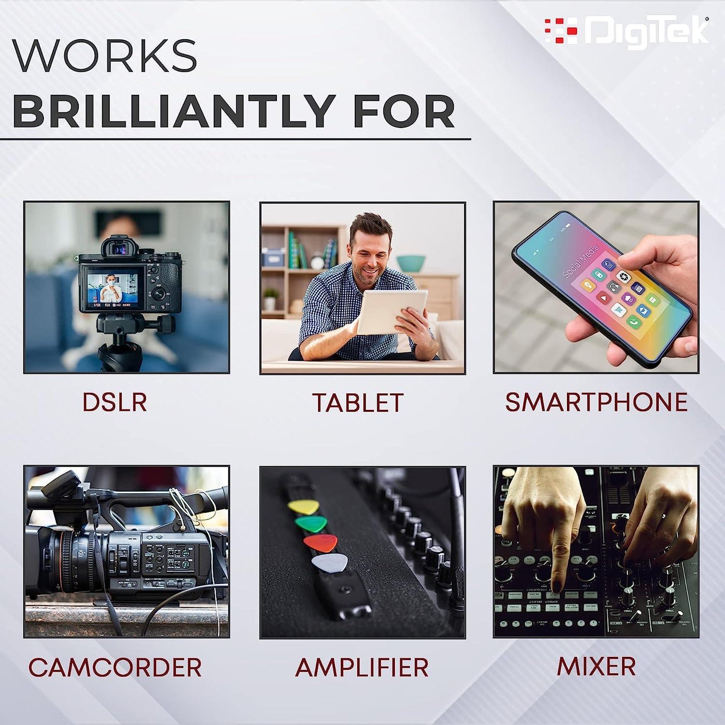 Digitek (DWM 101) Wireless Microphone System | 360° Sound Capture with ANC | For DSLR, Smartphones & PC