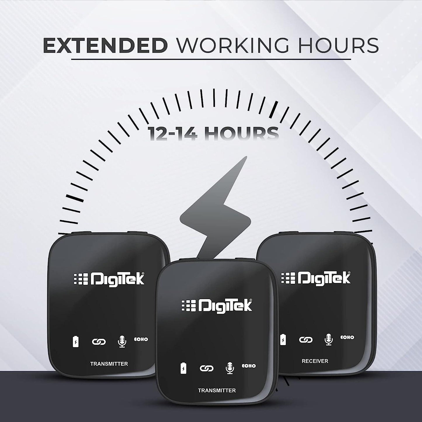 Digitek (DWM 101) Wireless Microphone System | 360° Sound Capture with ANC | For DSLR, Smartphones & PC