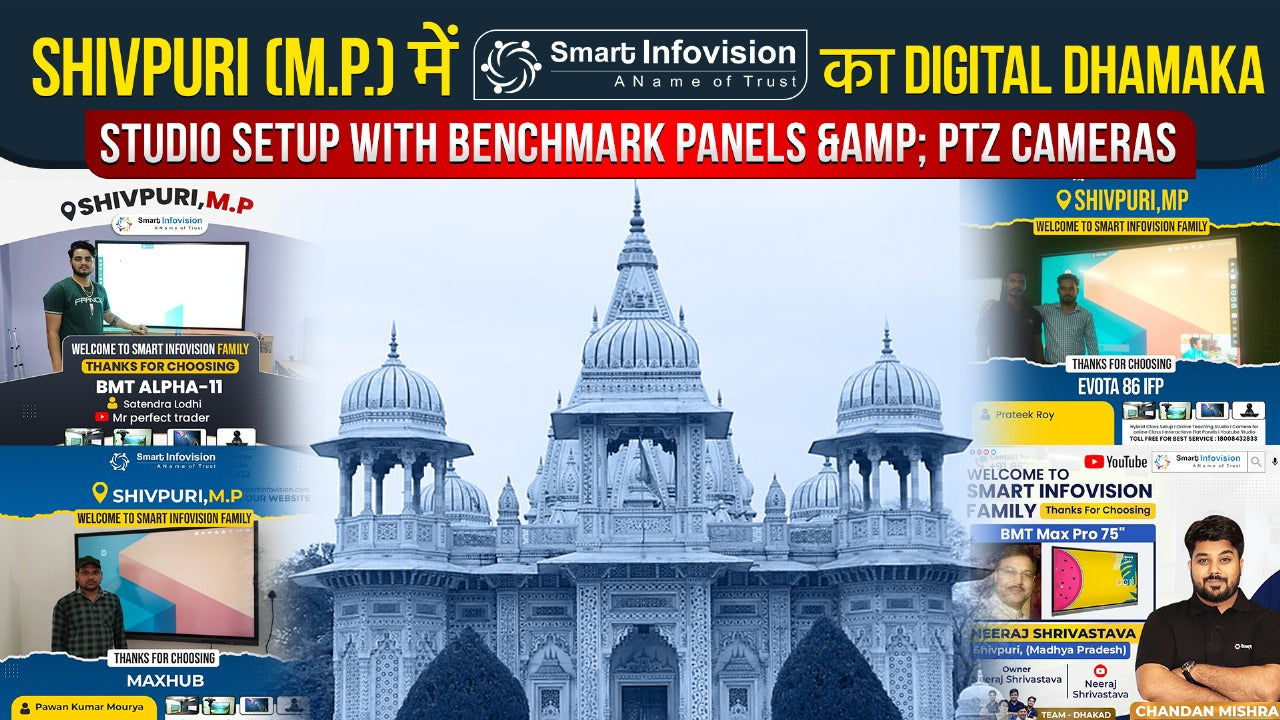 Shivpuri (M.P.) में Smart Infovision का Digital Dhamaka – Studio Setup with Benchmark Panels & PTZ Cameras