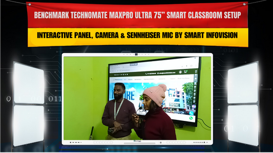 Benchmark Technomate MaxPro Ultra 75” Smart Classroom Setup | Interactive Panel, Camera & Sennheiser Mic by Smart Infovision