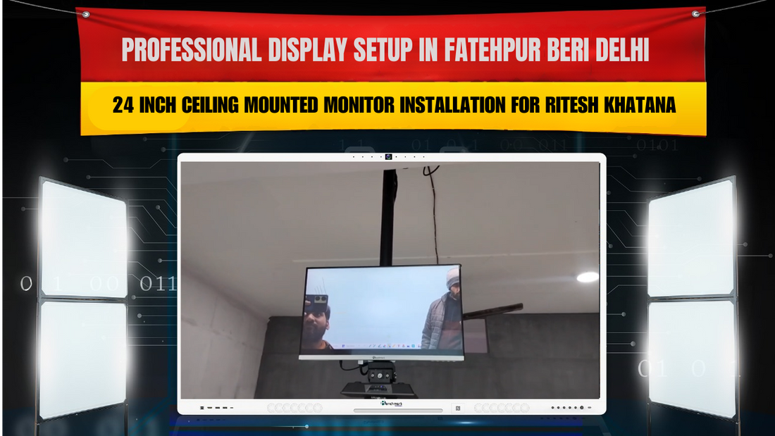 Professional Display Setup in Fatehpur Beri Delhi | 24 Inch Ceiling Mounted Monitor Installation for Ritesh Khatana