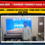 Shubham Kurre, Baloda (Chhattisgarh) में Benchmark Technomate Classic 14 (75”) + 4K PTZ Camera + Sennheiser Mic Installation | Hybrid Smart Studio Setup by Kajal Verma