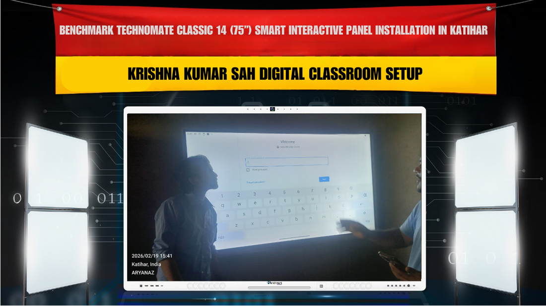 Benchmark Technomate Classic 14 (75”) Smart Interactive Panel Installation in Katihar Bihar | Krishna Kumar Sah Digital Classroom Setup