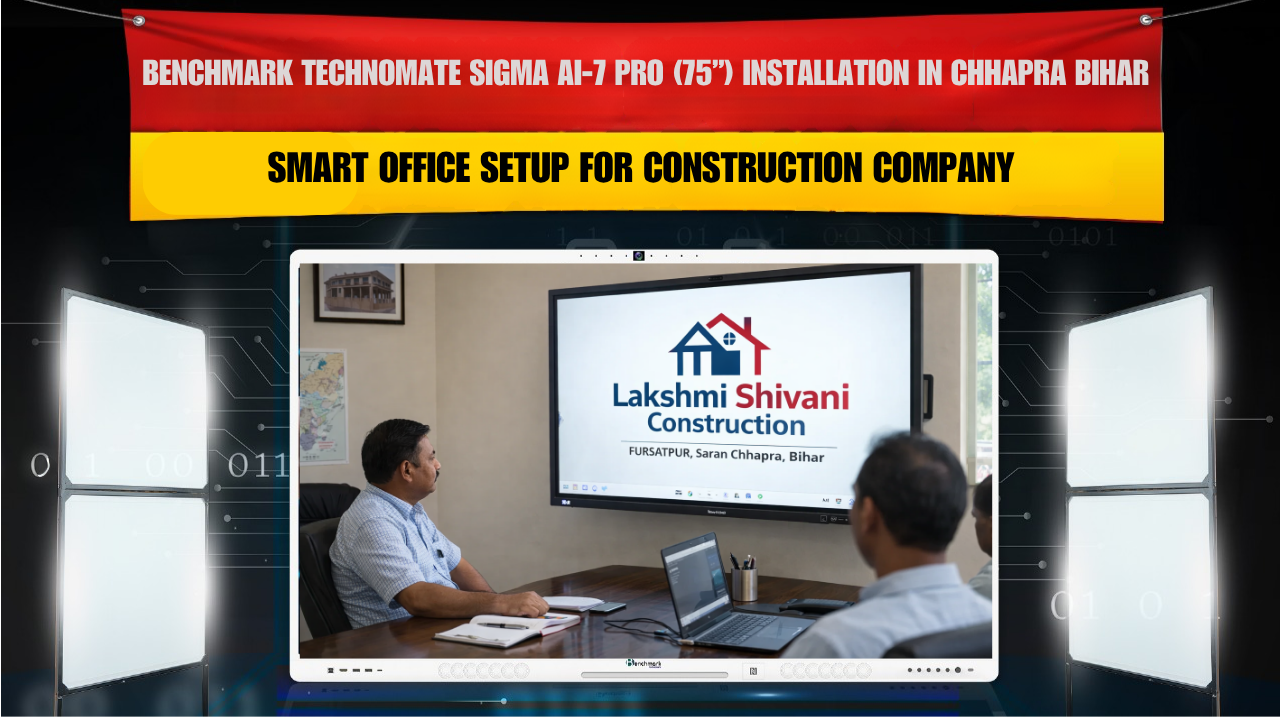 Benchmark Technomate Sigma AI-7 Pro (75”) Installation in Chhapra Bihar – Smart Office Setup for Construction Company