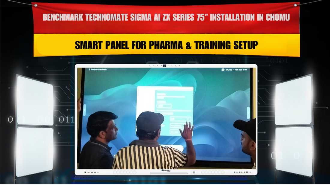 Benchmark Technomate Sigma AI ZX Series 75” Installation in Chomu Rajasthan | Smart Panel for Pharma & Training Setup