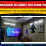 Smart Classroom Installation in Indore Madhya Pradesh with Benchmark Technomate Galaxy AI 14 75 Inch Panel, 4K PTZ Camera & Vlogging Mic for Shidhi Vinayak Pest Control & Fumming
