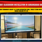 Smart Classroom Installation in Aurangabad Bihar with Benchmark Technomate Galaxy 14 75 Inch Interactive Panel, Trolley Stand and OPS i5 for Bezalel Skilling Pvt Ltd