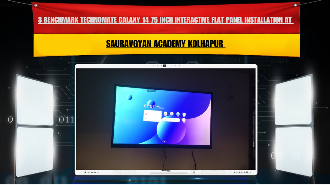 3 Benchmark Technomate Galaxy 14 75 Inch Interactive Flat Panel Installation at Sauravgyan Academy Kolhapur Maharashtra