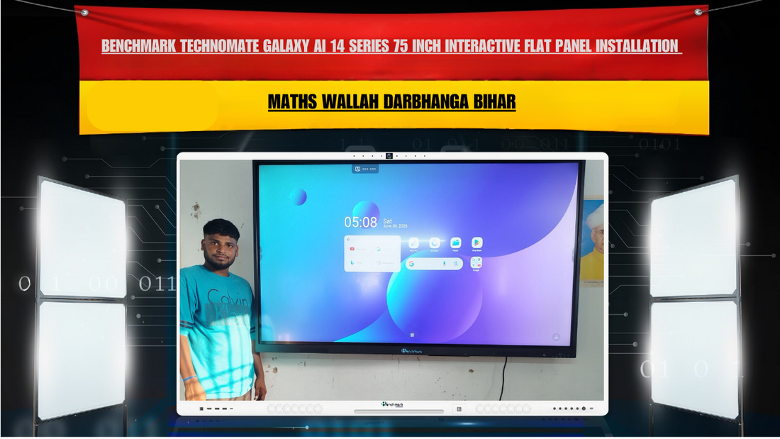 Benchmark Technomate Galaxy AI 14 Series 75 Inch Interactive Flat Panel Installation at Maths Wallah Darbhanga Bihar