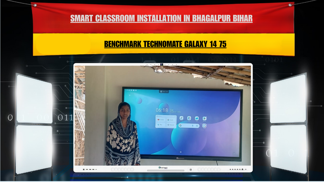 MDF Khan Bhagalpur में Benchmark Technomate Galaxy 14 75″ Interactive Panel Installation | Smart Classroom Bihar