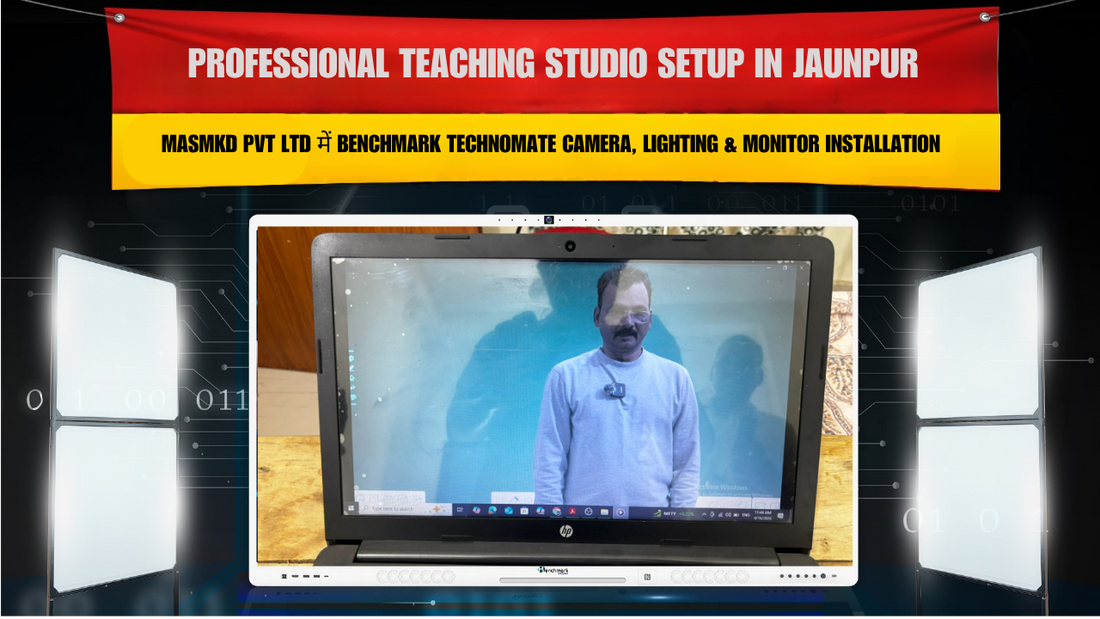 Professional Teaching Studio Setup in Jaunpur | MASMKD Pvt Ltd में Benchmark Technomate Camera, Lighting & Monitor Installation