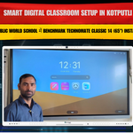 Smart Digital Classroom Setup in Kotputli | Delhi Public World School में Benchmark Technomate Classic 14 (65") Installation (4 Panels)