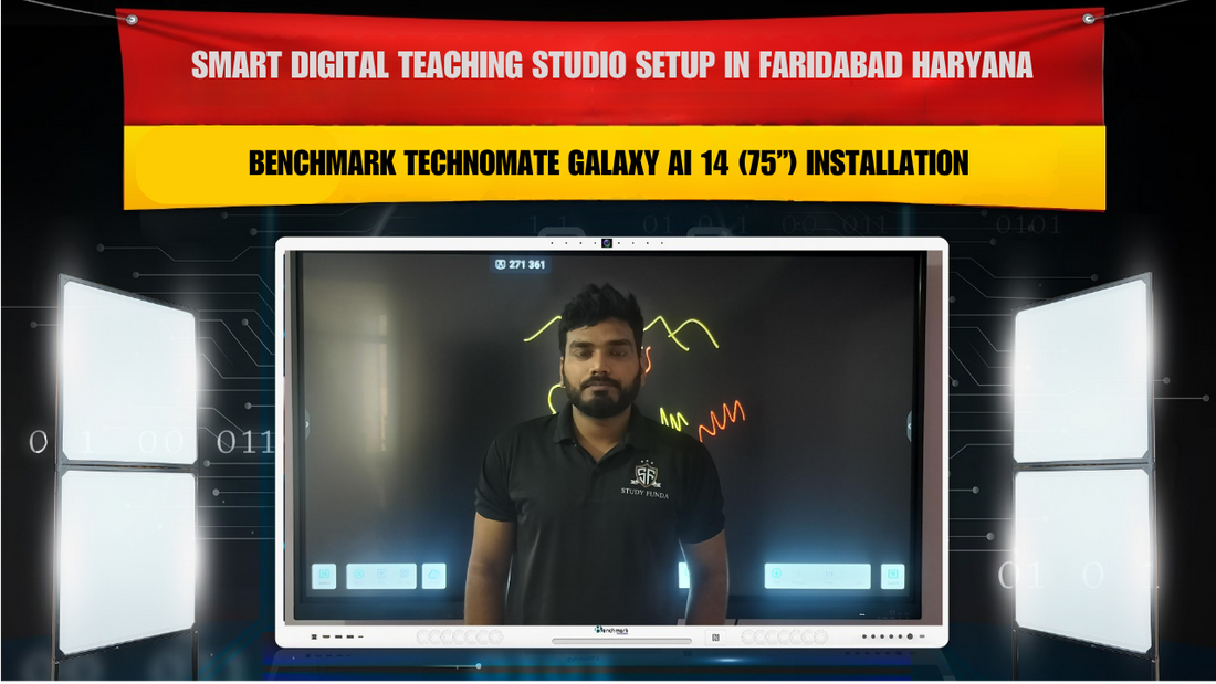 Smart Digital Teaching Studio Setup in Faridabad Haryana | Benchmark Technomate Galaxy AI 14 (75”) Installation