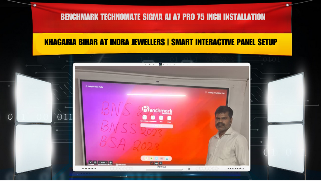 Benchmark Technomate Sigma AI A7 Pro 75 Inch Installation in Khagaria Bihar at Indra Jewellers | Smart Interactive Panel Setup