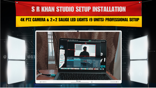 S R Khan Studio Setup Installation | Benchmark Technomate 4K PTZ Camera & 2×2 Salige LED Lights (9 Units) Professional Setup