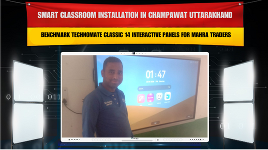 Smart Classroom Installation in Champawat Uttarakhand with 2 Benchmark Technomate Classic 14 Interactive Panels for Mahra Traders