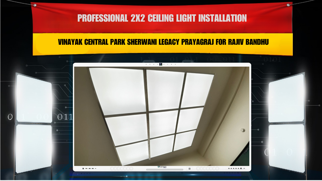 Professional 2x2 Ceiling Light Installation at Vinayak Central Park Sherwani Legacy Prayagraj for Rajiv Bandhu