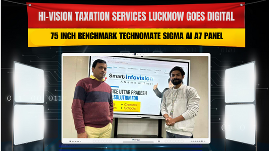 Digital Meeting Room Setup in Lucknow [Hi-Vision Taxation Services] Using [Sigma AI A7 75 Inch Interactive Flat Panel]