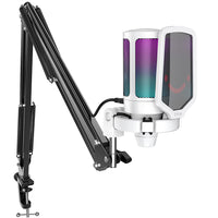 FIFINE Ampligame A6T Gaming USB Microphone (White) - Professional Sound and Stunning RGB