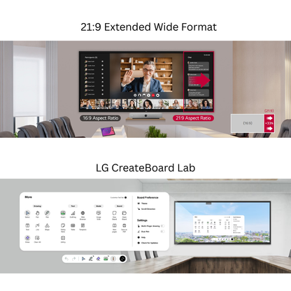 LG CreateBoard Interactive Flat Panel | 21:9 Widescreen | Digital Board for Teachers