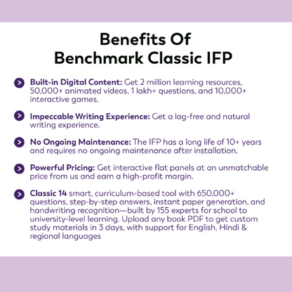 Benchmark Classic 14 Pro Interactive Flat Panel | Smart Board for Teaching