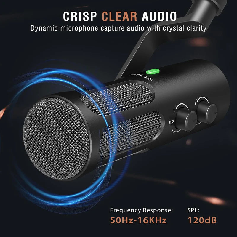 Fifine Amplitank Tank 3 - USB/XLR Dynamic Studio Microphone with Mute Button