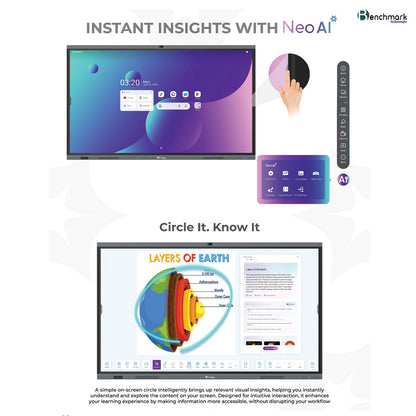 Benchmark Technomate Millenium Interactive Flat Panel | AI Smart Board India