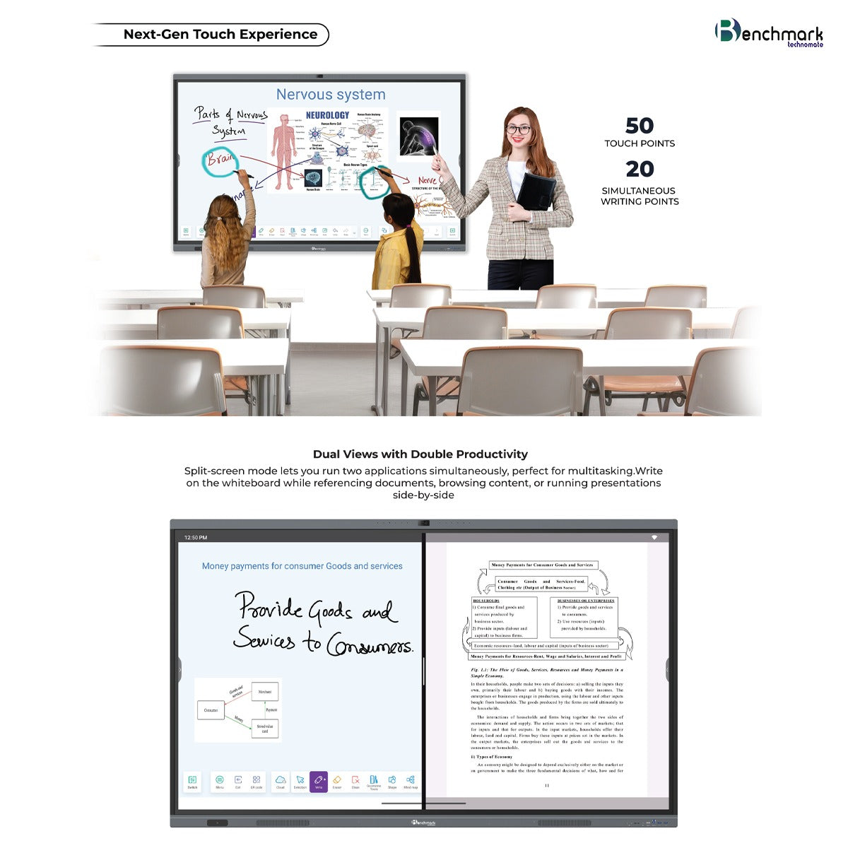 Benchmark Technomate Millenium Interactive Flat Panel | AI Smart Board India