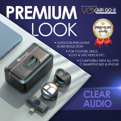 Benchmark VOX Air Go-II Premium Dual Wireless Microphone | Wireless Mic for Teachers
