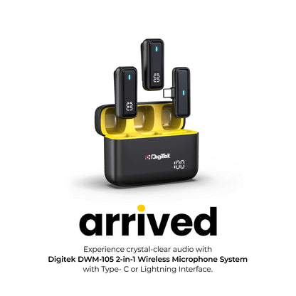 Digitek (DWM 105) 2 in 1 Wireless Microphone System with ANC | For Broadcasting, Vlogging & Audio Recording