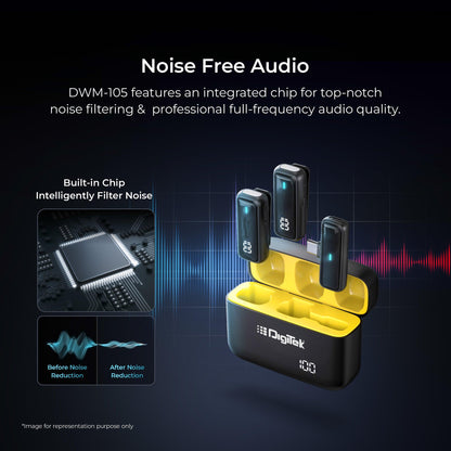 Digitek (DWM 105) 2 in 1 Wireless Microphone System with ANC | For Broadcasting, Vlogging & Audio Recording