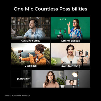 Digitek (DWM 105) 2 in 1 Wireless Microphone System with ANC | For Broadcasting, Vlogging & Audio Recording